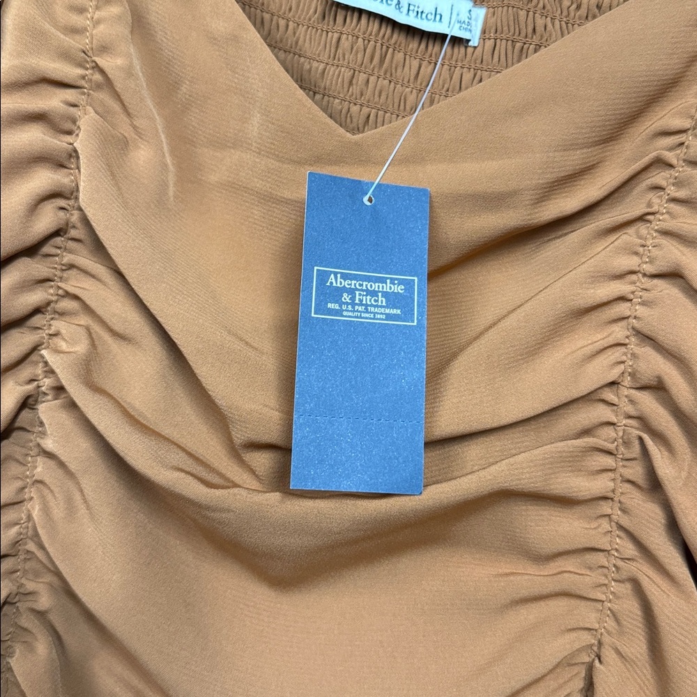 NWT Abercrombie & Fitch Textured Brown Dress - Picture 3 of 4